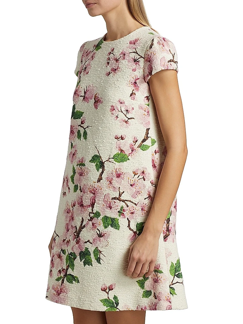 Cherry Blossom Embroidered Cap Sleeve Dress