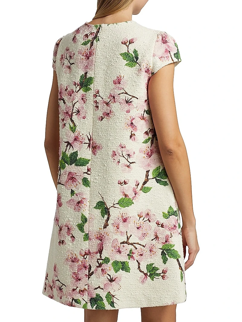 Cherry Blossom Embroidered Cap Sleeve Dress