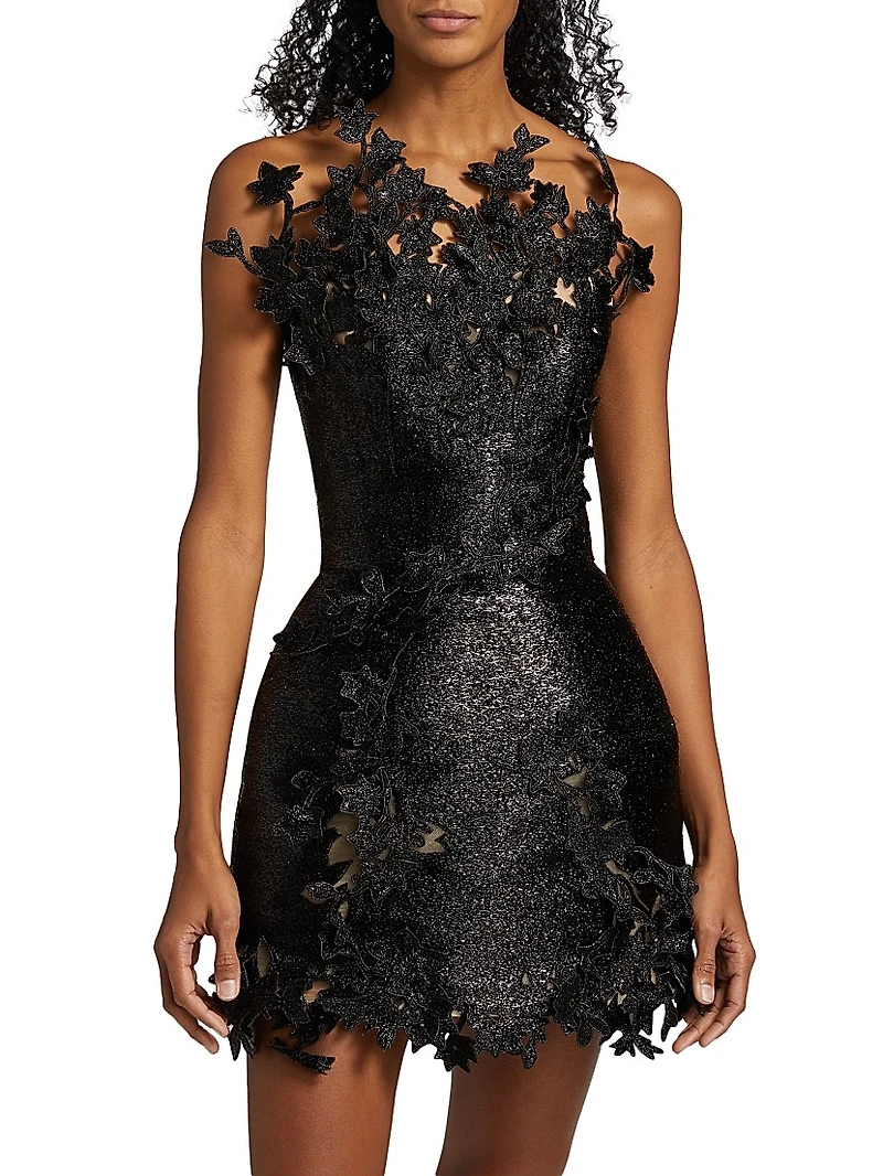 Metallic Cherry Blossom Embroidered Dress