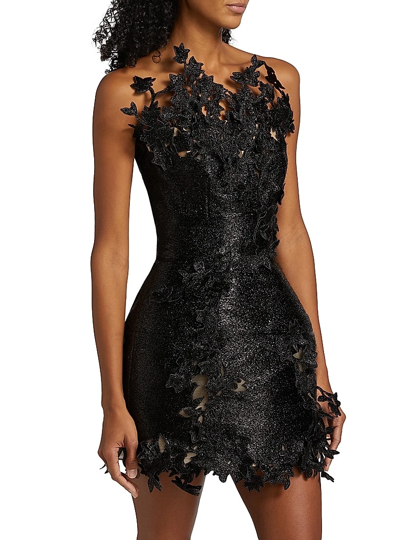 Metallic Cherry Blossom Embroidered Dress
