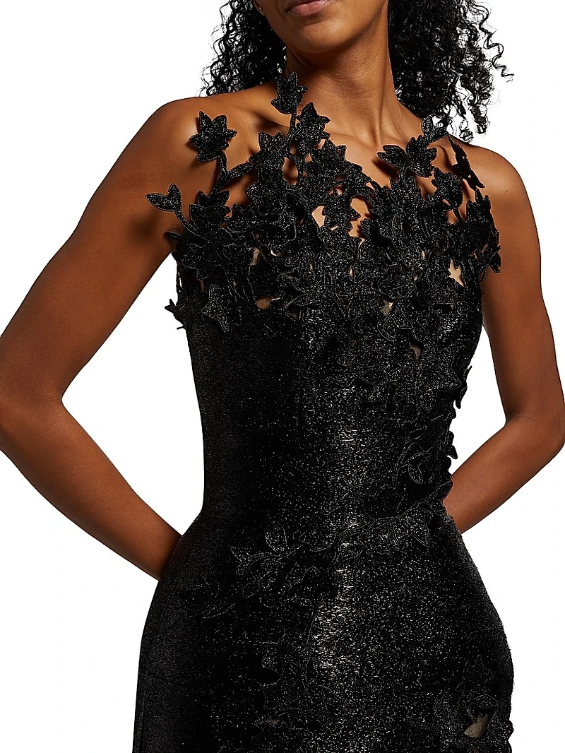 Metallic Cherry Blossom Embroidered Dress