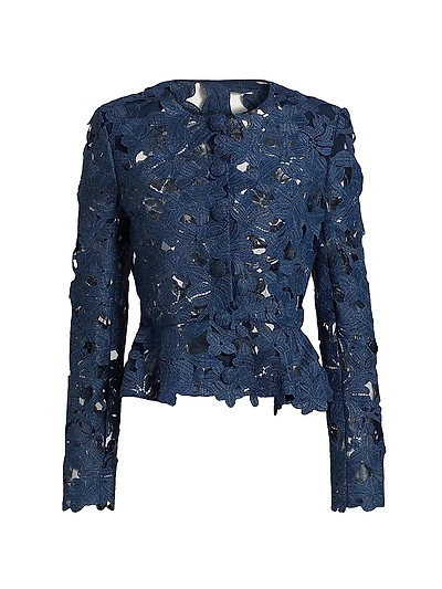 Cherry Blossom Guipure-Lace Jacket