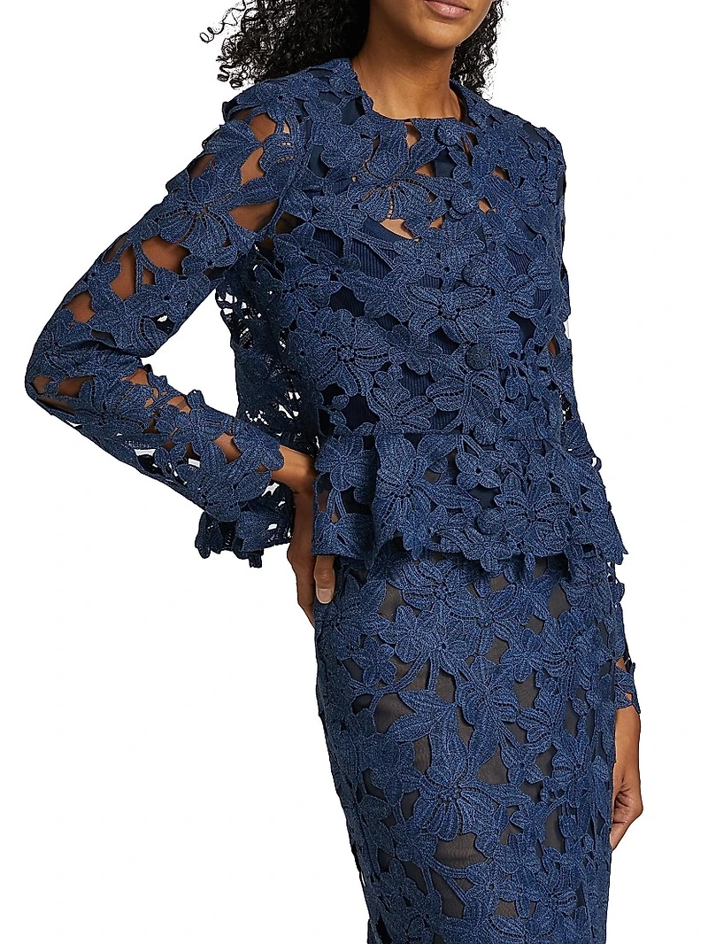 Cherry Blossom Guipure-Lace Jacket