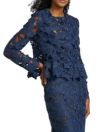 Cherry Blossom Guipure-Lace Jacket