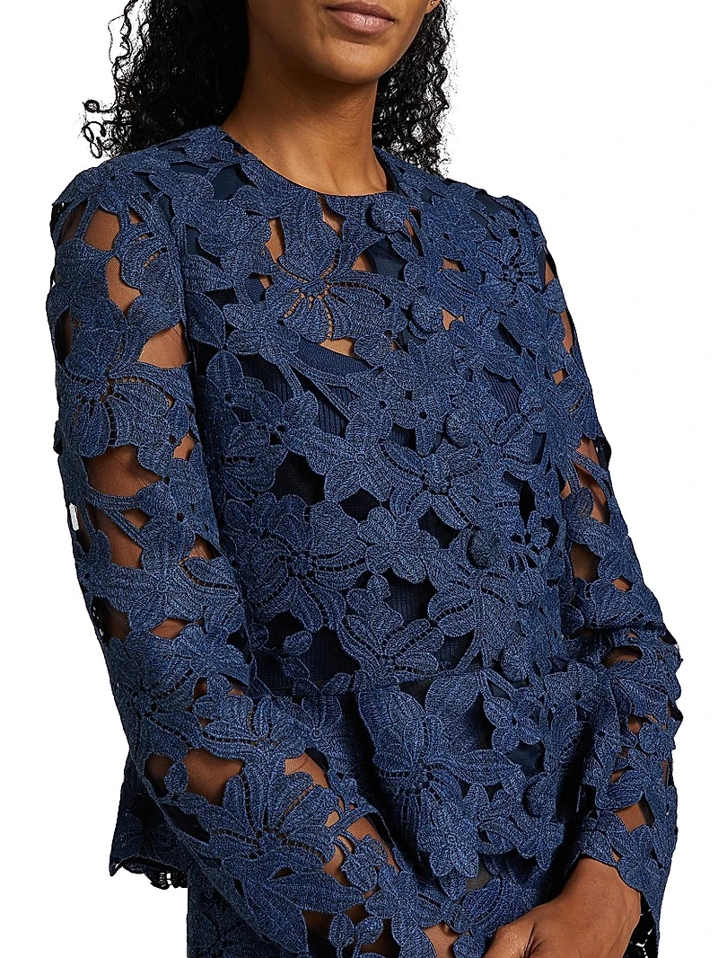 Cherry Blossom Guipure-Lace Jacket