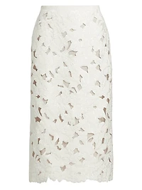 Tweed Embroidered Cut-Out Midi-Skirt