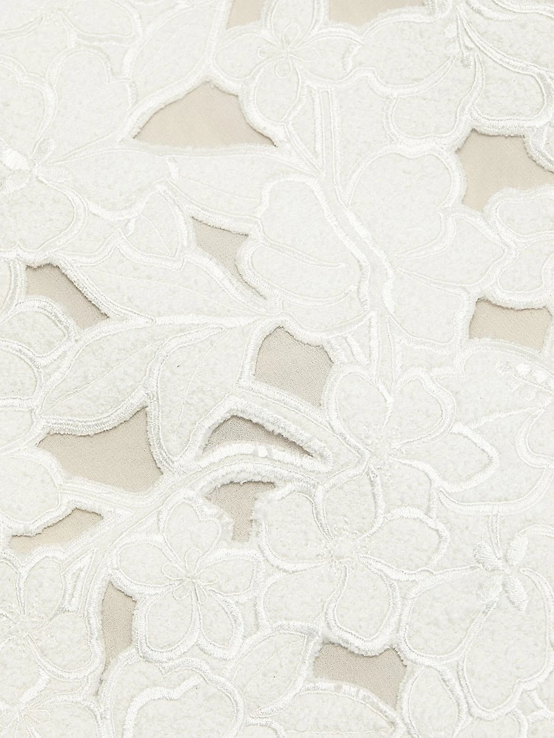 Tweed Embroidered Cut-Out Midi-Skirt