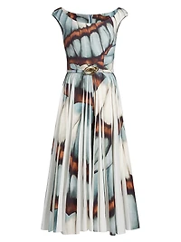 Abstract Butterfly Cotton Poplin Dress