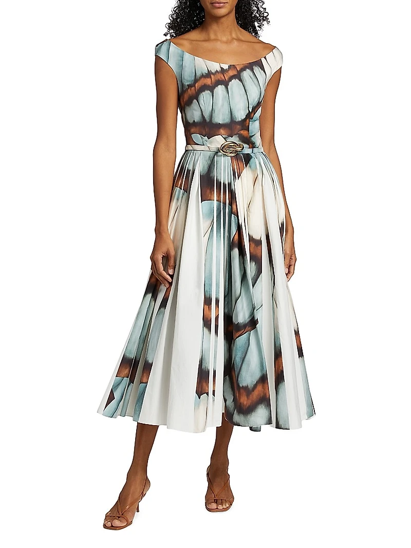 Abstract Butterfly Cotton Poplin Dress