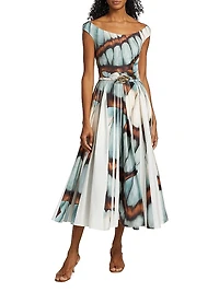Abstract Butterfly Cotton Poplin Dress