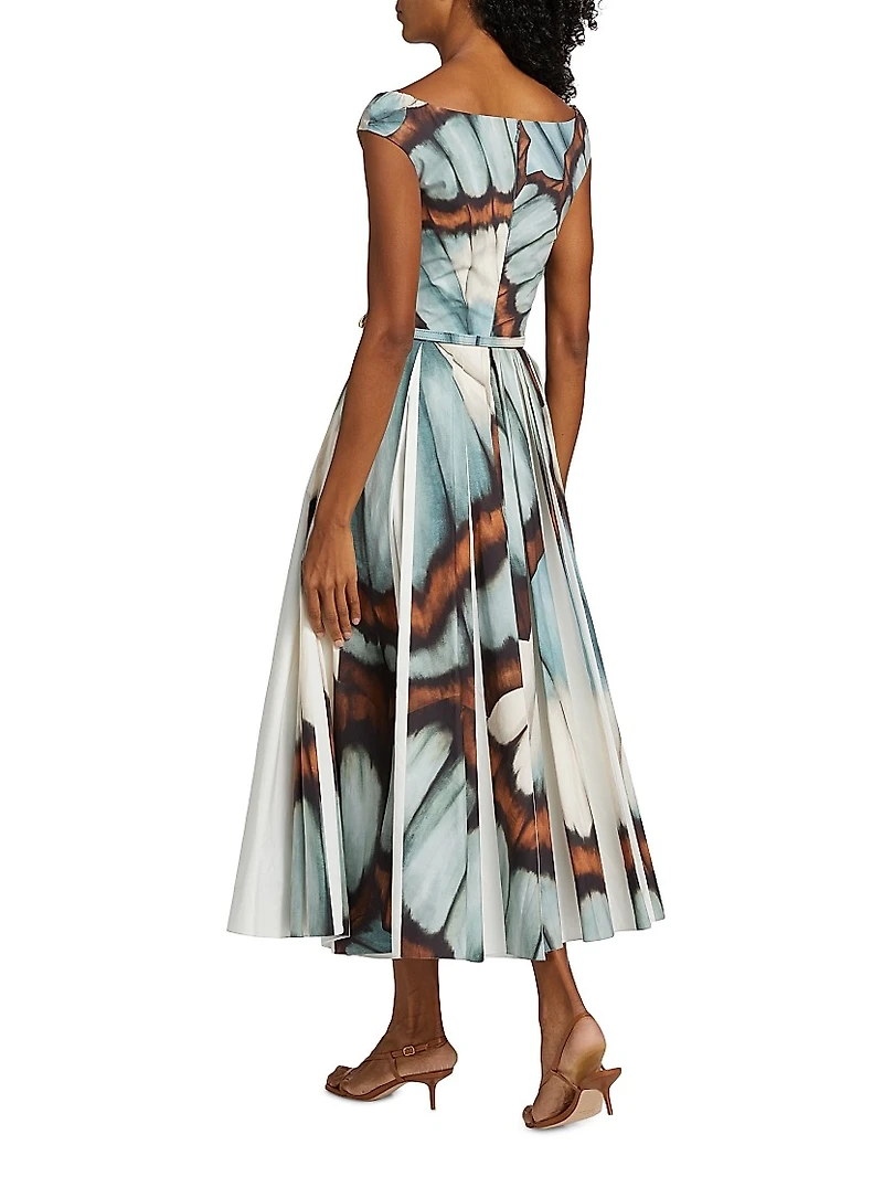 Abstract Butterfly Cotton Poplin Dress