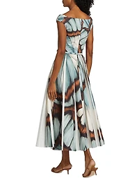 Abstract Butterfly Cotton Poplin Dress