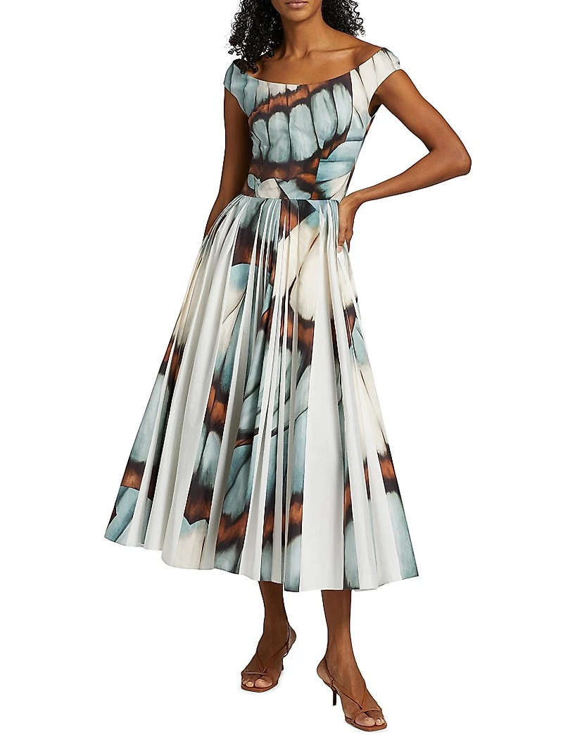 Abstract Butterfly Cotton Poplin Dress