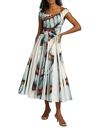 Abstract Butterfly Cotton Poplin Dress