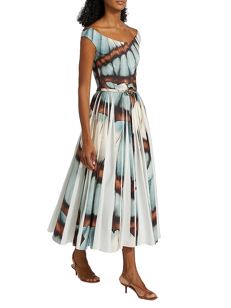 Abstract Butterfly Cotton Poplin Dress