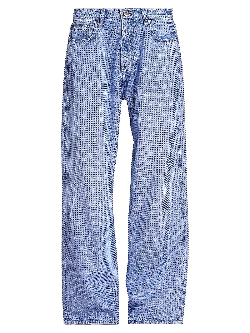 Embellished Low-Rise Wide-Leg Jeans