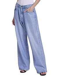 Embellished Low-Rise Wide-Leg Jeans