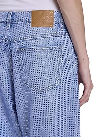 Embellished Low-Rise Wide-Leg Jeans