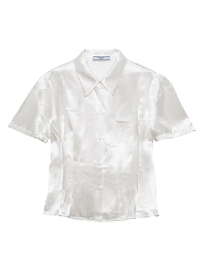 Short-Sleeved Satin Shirt