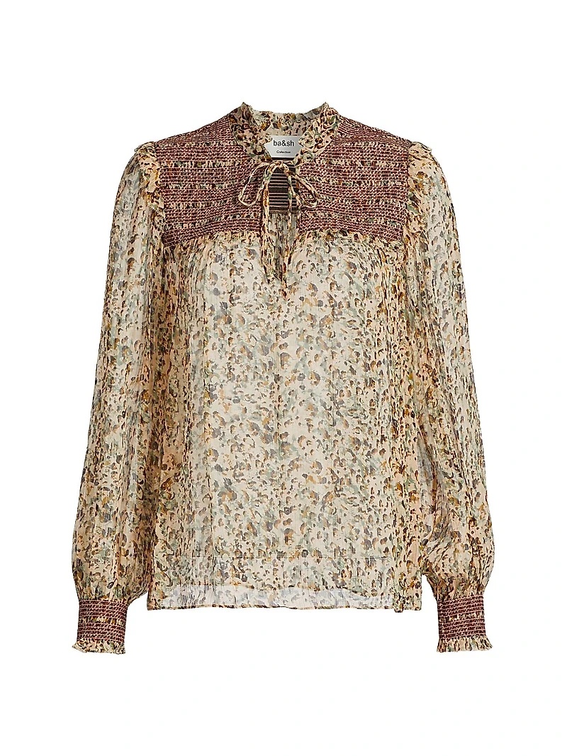 Printed Smocked Yoke Blouse