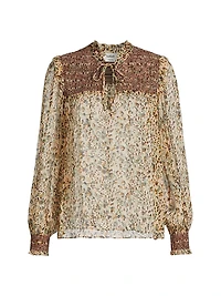 Printed Smocked Yoke Blouse