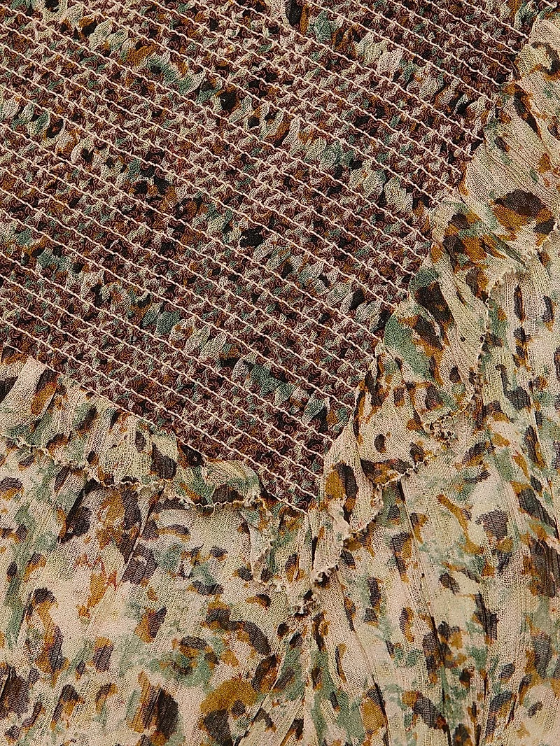 Printed Smocked Yoke Blouse