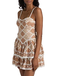 Bossa Crochet Tiered Minidress