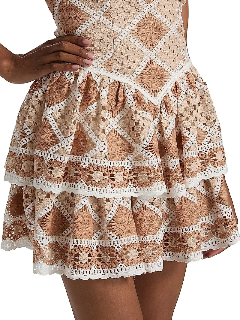 Bossa Crochet Tiered Minidress