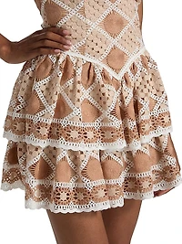 Bossa Crochet Tiered Minidress