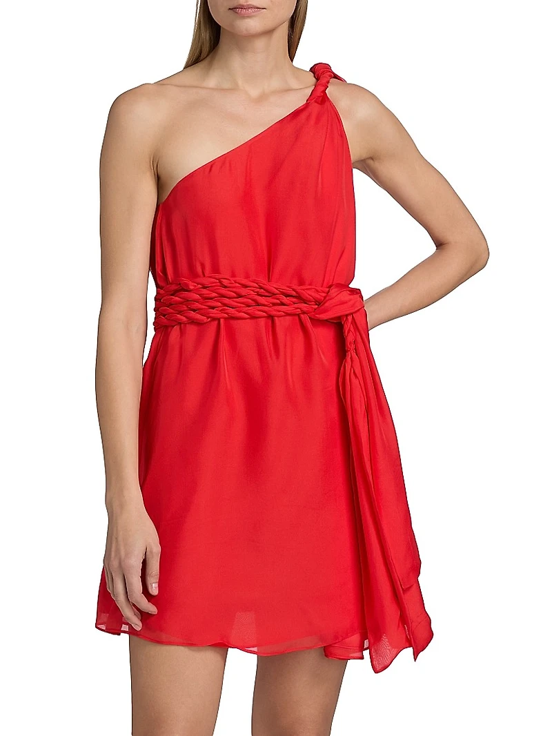 Rodite Chiffon Braided Belt Minidress