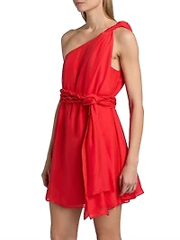 Rodite Chiffon Braided Belt Minidress