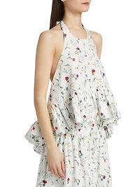 Winstop Floral Cotton Poplin Halterneck Top