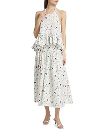 Winstop Floral Cotton Poplin Halterneck Top
