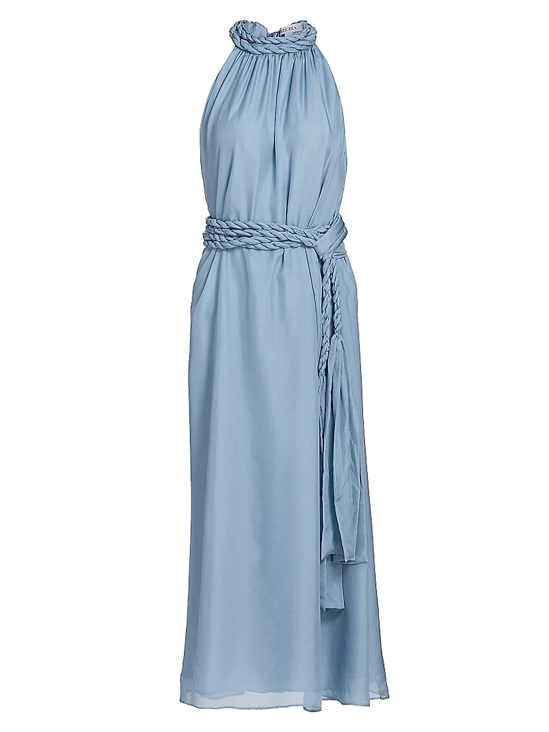 Dany Chiffon Braided Belt Midi-Dress
