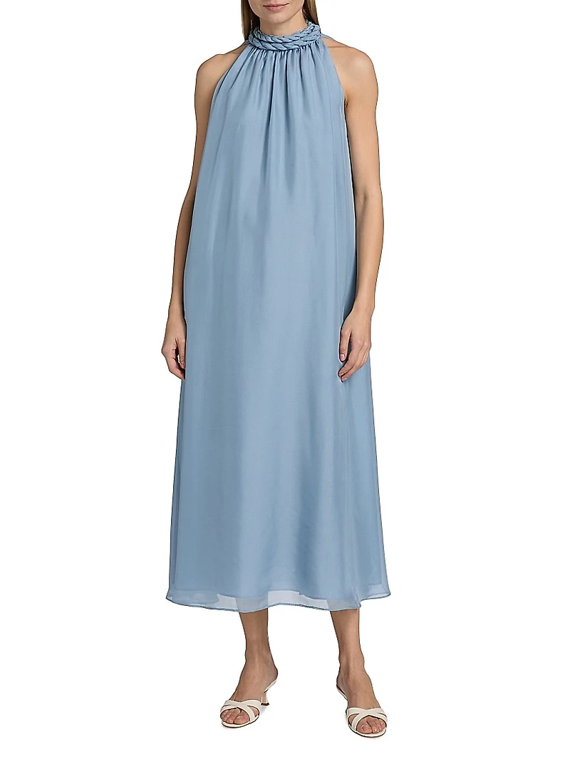 Dany Chiffon Braided Belt Midi-Dress