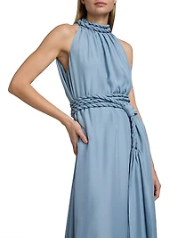 Dany Chiffon Braided Belt Midi-Dress