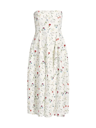 Sable Poplin Strapless Midi-Dress