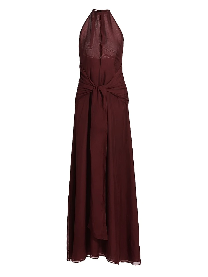Ayva Silk-Chiffon Halterneck Gown