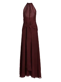 Ayva Silk-Chiffon Halterneck Gown