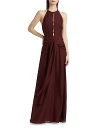 Ayva Silk-Chiffon Halterneck Gown