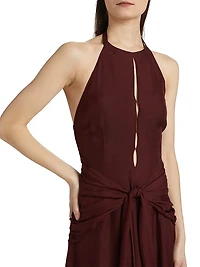 Ayva Silk-Chiffon Halterneck Gown
