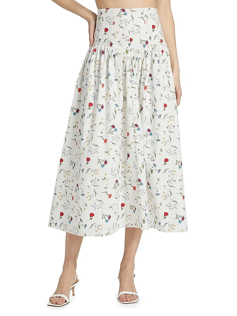 Noora Poplin Midi-Skirt