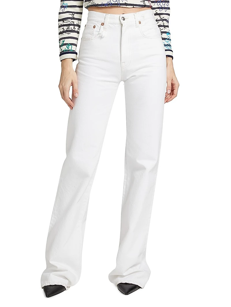Jane Lace-Up High-Rise Flared Jeans