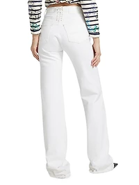 Jane Lace-Up High-Rise Flared Jeans