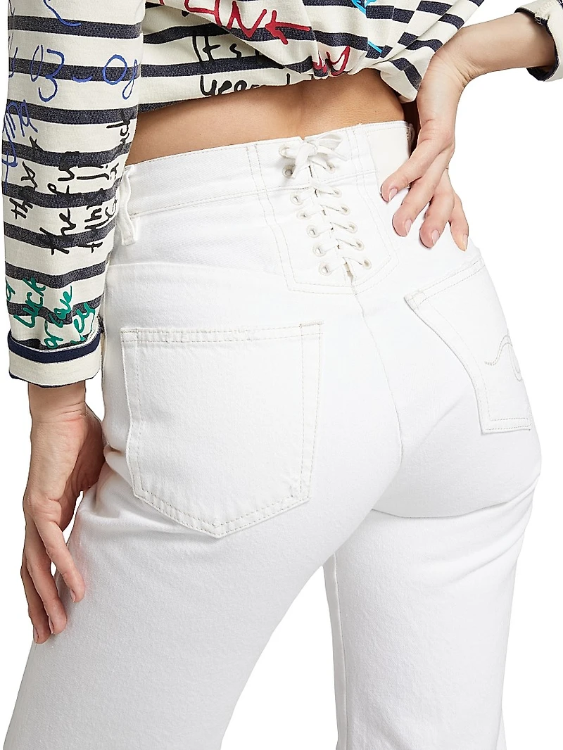 Jane Lace-Up High-Rise Flared Jeans