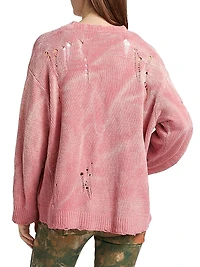 Distressed Cotton Knit Boyfriend Cardigan