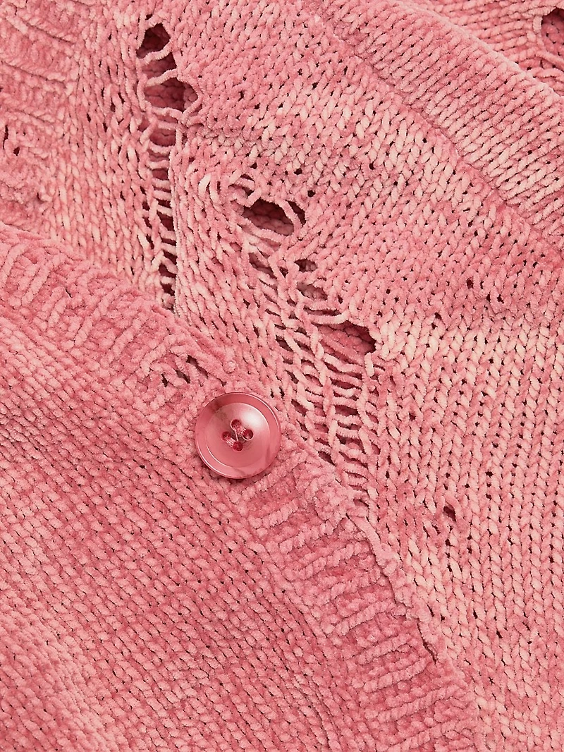 Distressed Cotton Knit Boyfriend Cardigan
