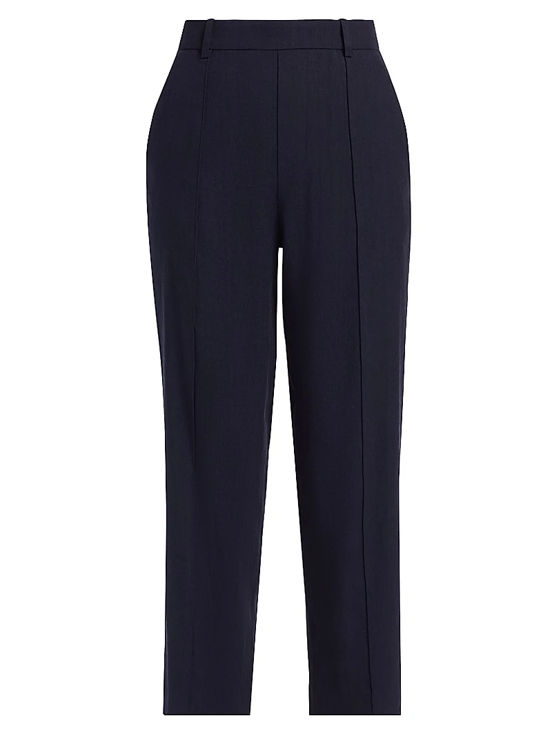 Linen-Blend Mid-Rise Tapered Pants