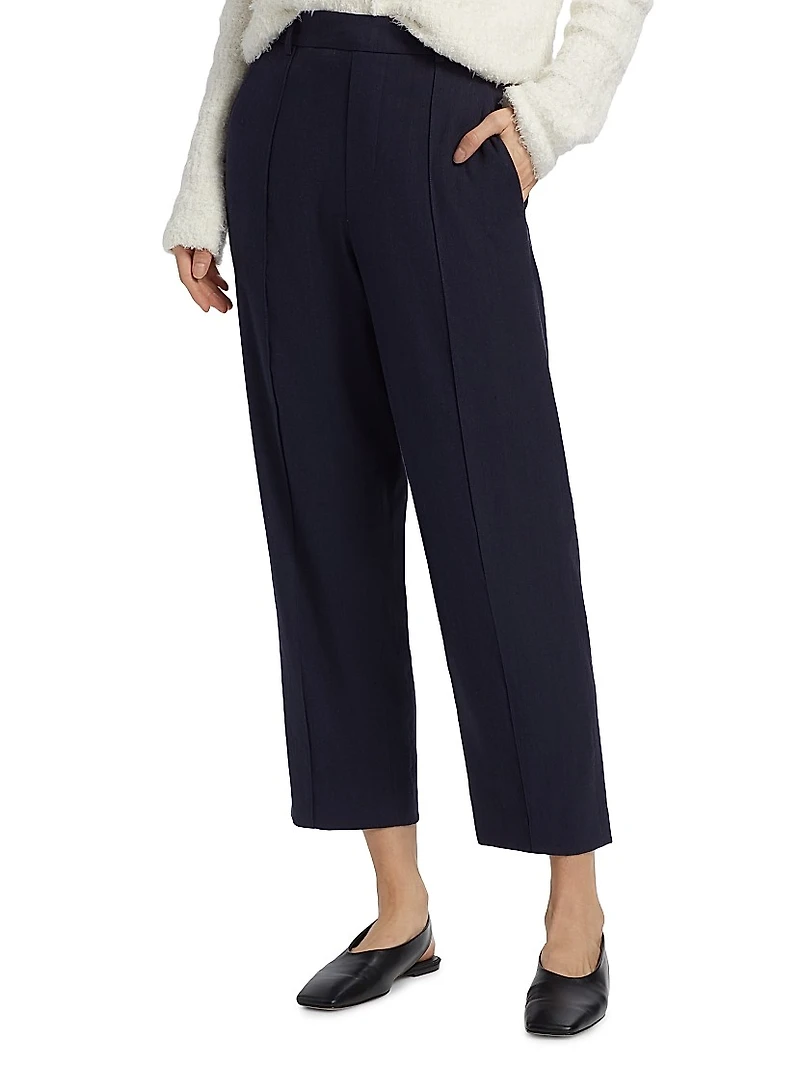 Linen-Blend Mid-Rise Tapered Pants