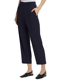 Linen-Blend Mid-Rise Tapered Pants
